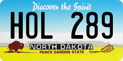 ND license plate HOL289