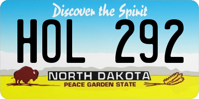 ND license plate HOL292