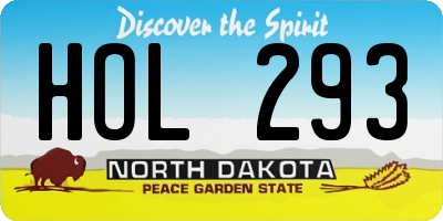 ND license plate HOL293