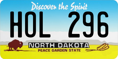 ND license plate HOL296