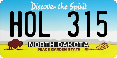 ND license plate HOL315