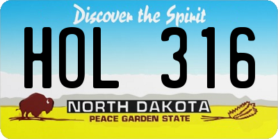 ND license plate HOL316