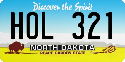 ND license plate HOL321