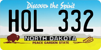 ND license plate HOL332