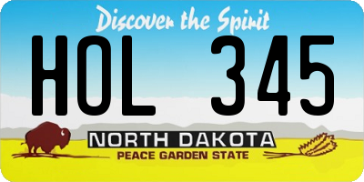 ND license plate HOL345