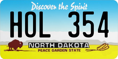 ND license plate HOL354