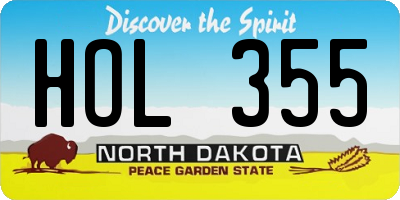 ND license plate HOL355