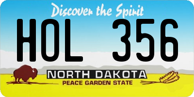 ND license plate HOL356