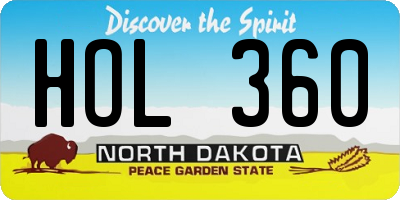 ND license plate HOL360