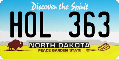 ND license plate HOL363