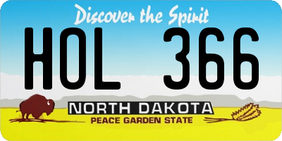 ND license plate HOL366