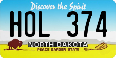 ND license plate HOL374