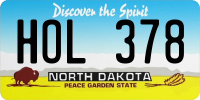 ND license plate HOL378