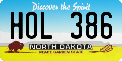 ND license plate HOL386