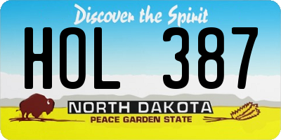 ND license plate HOL387