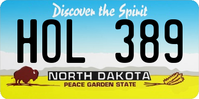 ND license plate HOL389
