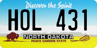 ND license plate HOL431