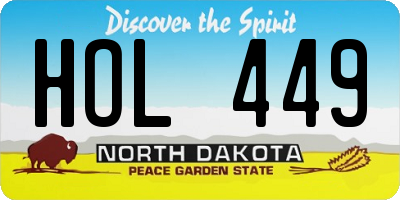 ND license plate HOL449