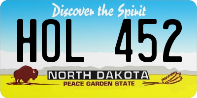 ND license plate HOL452