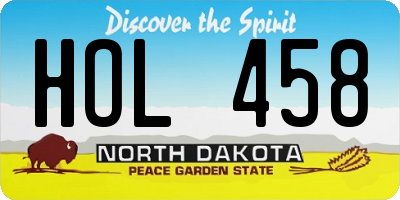 ND license plate HOL458