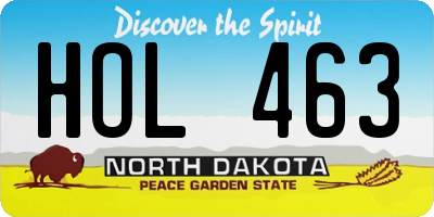 ND license plate HOL463
