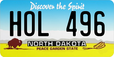 ND license plate HOL496