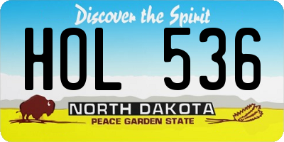 ND license plate HOL536
