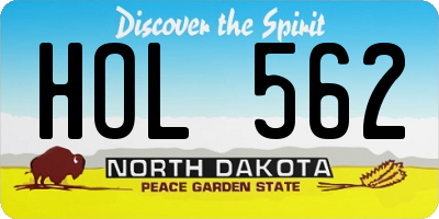 ND license plate HOL562
