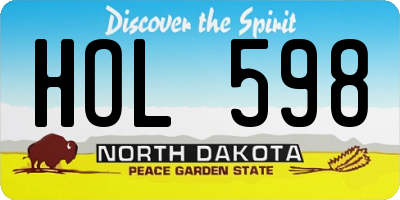 ND license plate HOL598