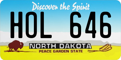 ND license plate HOL646