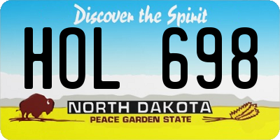ND license plate HOL698