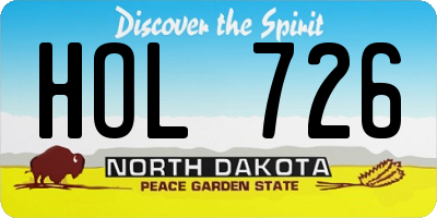 ND license plate HOL726