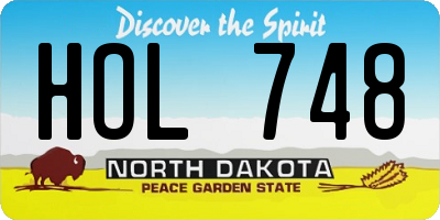 ND license plate HOL748