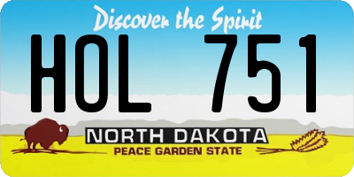 ND license plate HOL751