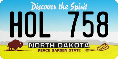 ND license plate HOL758
