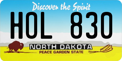 ND license plate HOL830