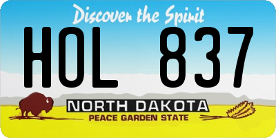 ND license plate HOL837