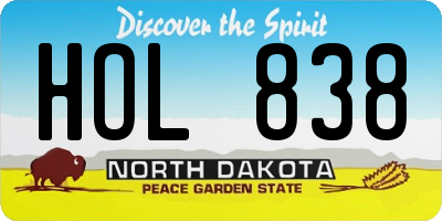 ND license plate HOL838
