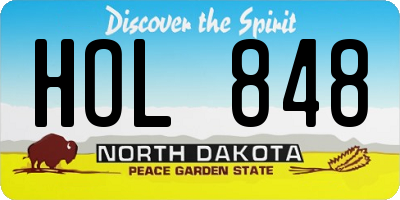 ND license plate HOL848