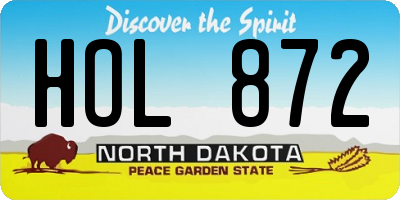 ND license plate HOL872