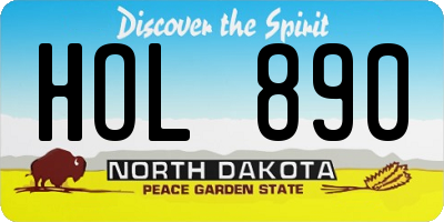 ND license plate HOL890