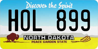 ND license plate HOL899