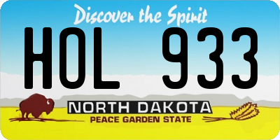 ND license plate HOL933