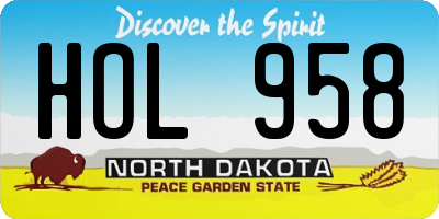 ND license plate HOL958