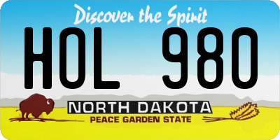 ND license plate HOL980