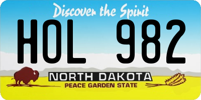 ND license plate HOL982