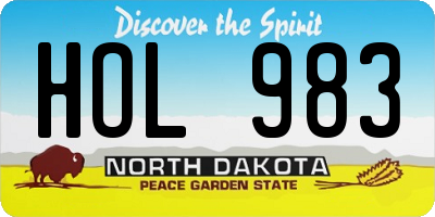 ND license plate HOL983