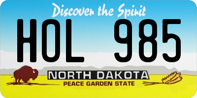 ND license plate HOL985