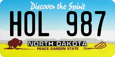ND license plate HOL987