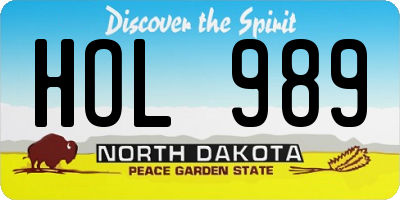 ND license plate HOL989